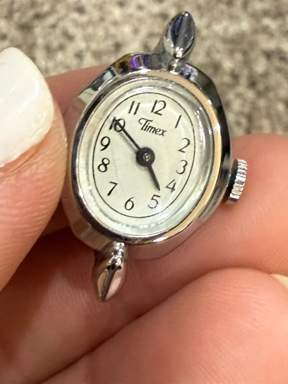 Vintage Timex Ladies Silver-Tone Oval Watch Face T58 Hand-Wind Mechanical
